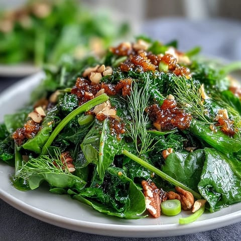 Crisp spring greens with honey mustard dressing and toasted almonds, a vibrant vegetarian salad bursting with fresh flavors.  