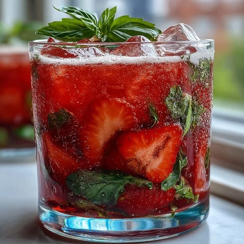 A vibrant pitcher of strawberry basil lemonade mocktail with fresh berries and herbs, perfect for summer refreshment.