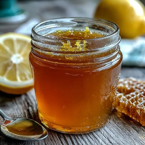Bright yellow dandelion jelly with fresh lemon and honey, perfect for spreading on warm toast or scones.