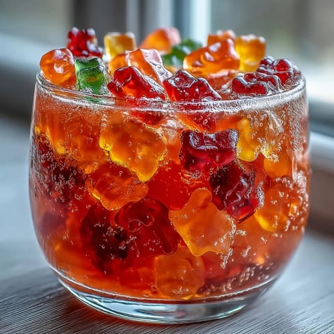 Vibrant Gummy Bear Lemonade Jelly Cups with colorful bears submerged in bright, zesty jelly.