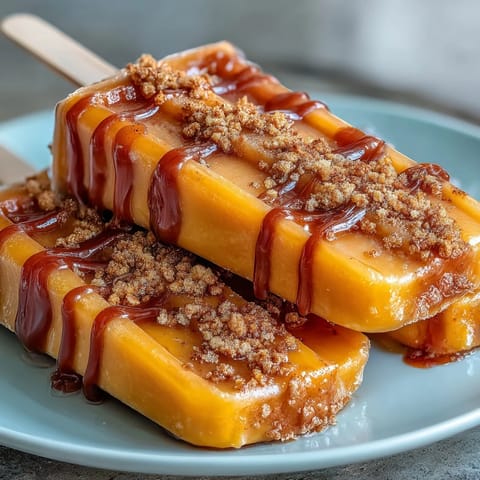 Tangy Fricy Mango Chamoy Popsicles with Tajin coating, glistening with fruit.