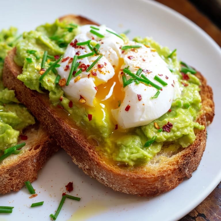 Bright fresh chives and chili flakes add flavor to this delicious avocado toast breakfast.