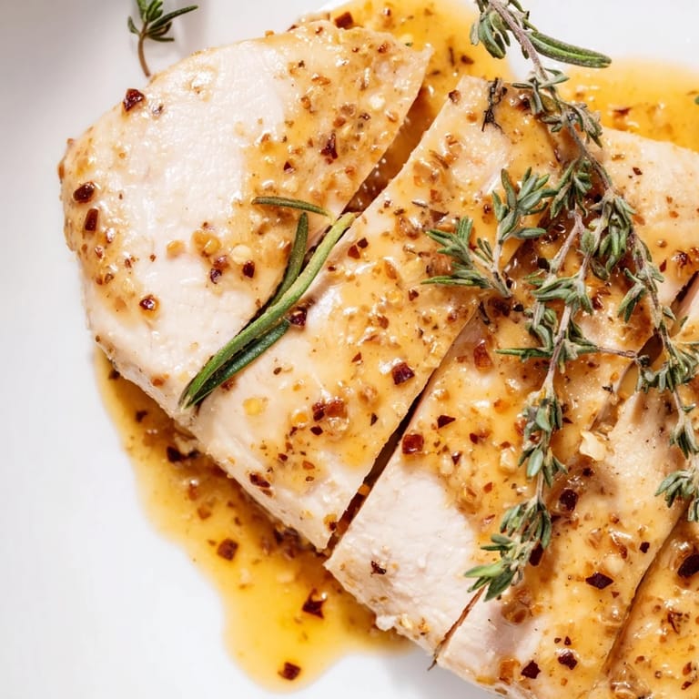 Savory Honey Dijon Chicken Skillet garnished with parsley, ready to serve alongside fluffy rice or roasted vegetables.  