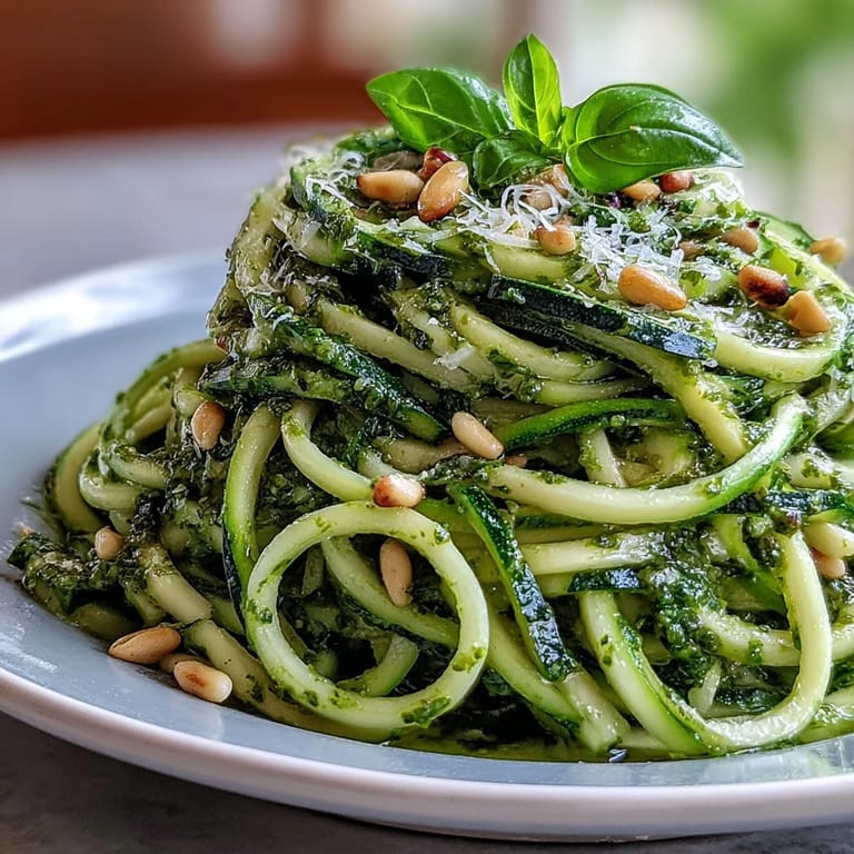 Perfect low-carb Italian-inspired main dish served on a marble countertop with a fork ready to twirl.