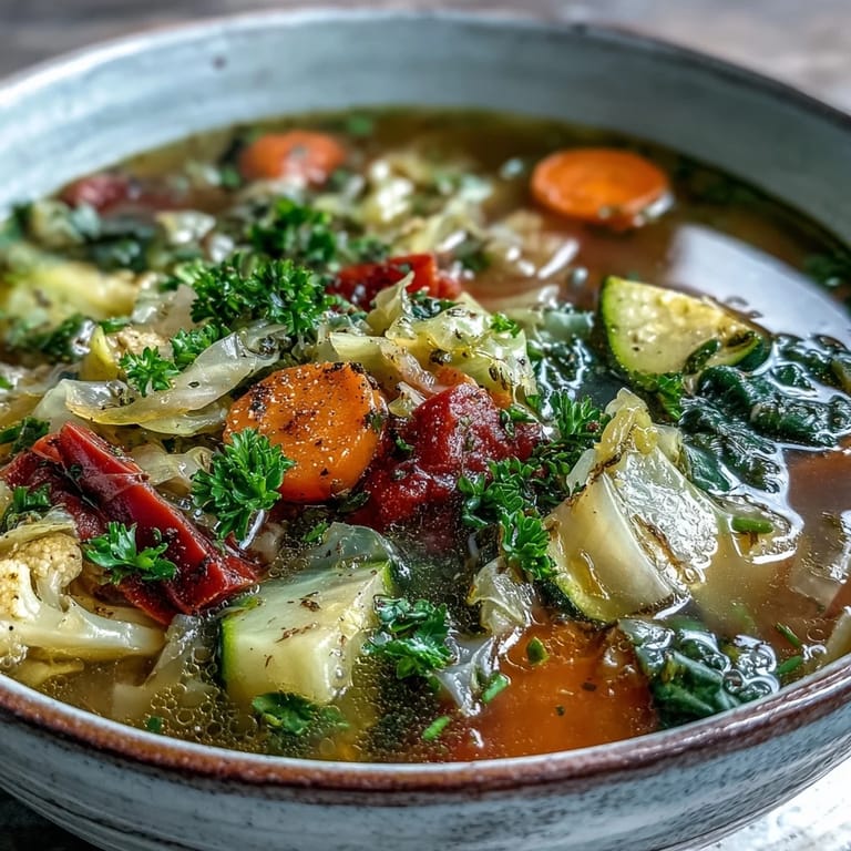 Healthy Cabbage Soup served in a white bowl, accompanied by a slice of whole-grain bread and lemon wedges.