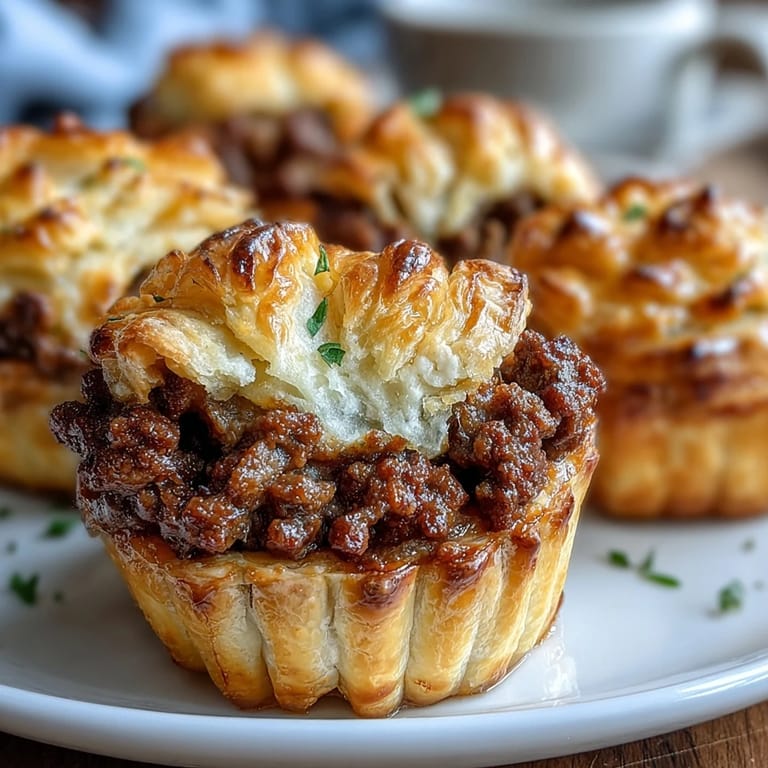 Freshly baked mini beef tourtières on a cooling rack, ready to be served with a side of Dijon mustard or cranberry chutney.