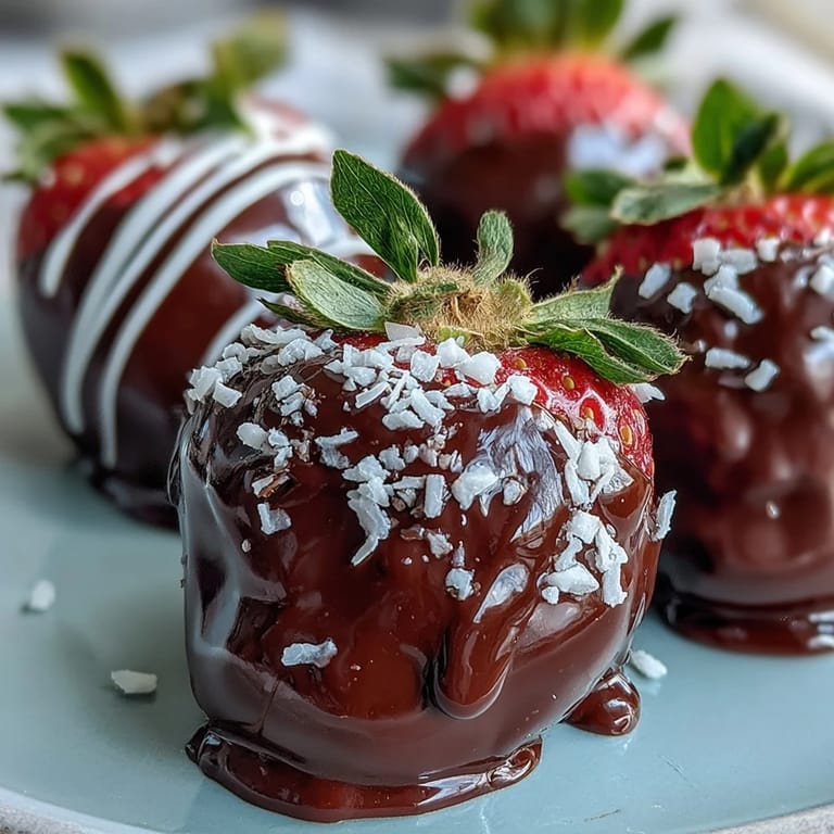 Elegant Chocolate-Covered Strawberries chilled on parchment, smooth chocolate coating, perfect for date night or a festive celebration.