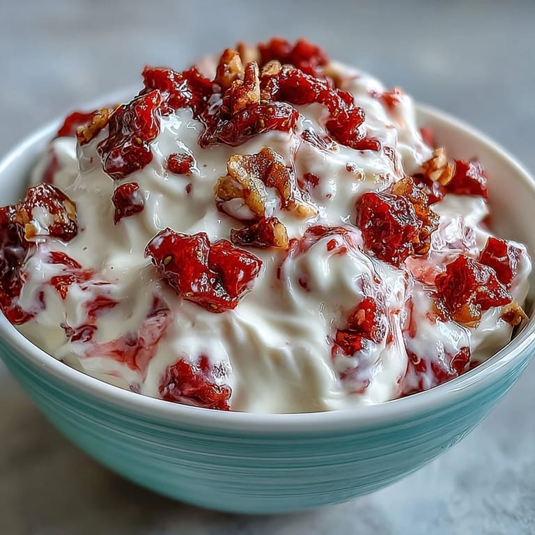 A close-up of Strawberry & Banana Yoghurt Clusters, showing the marbled Greek yogurt texture and crunchy freeze-dried fruit toppings.