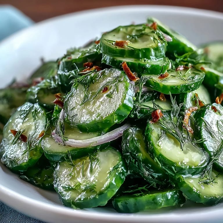 Freshly prepared crunchy cucumber salad with crisp cucumbers, cherry tomatoes, and a light vinaigrette, ready to be enjoyed by a family at the table.