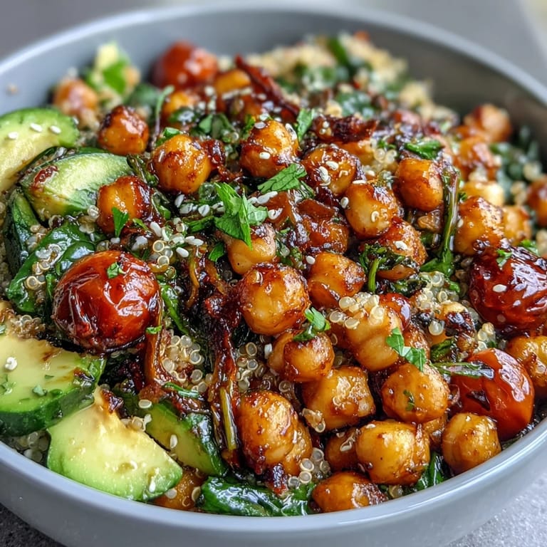 Lemon Vinaigrette Grain Bowls with Roasted Chickpeas - satisfying vegetarian bowls featuring roasted chickpeas, crisp vegetables, and a bright, citrusy lemon vinaigrette for fresh flavor.