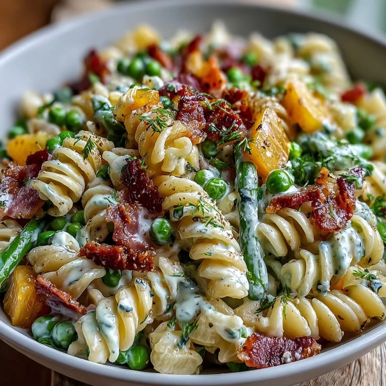 Refreshing Hawaiian Pasta Salad with Ham, Pineapple, and Ranch, perfect for summer picnics or a light, satisfying lunch.