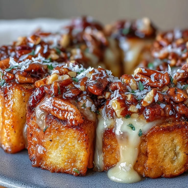 Warm capirotada with layers of spiced syrup-soaked bread, raisins, and almonds, baked to golden perfection.