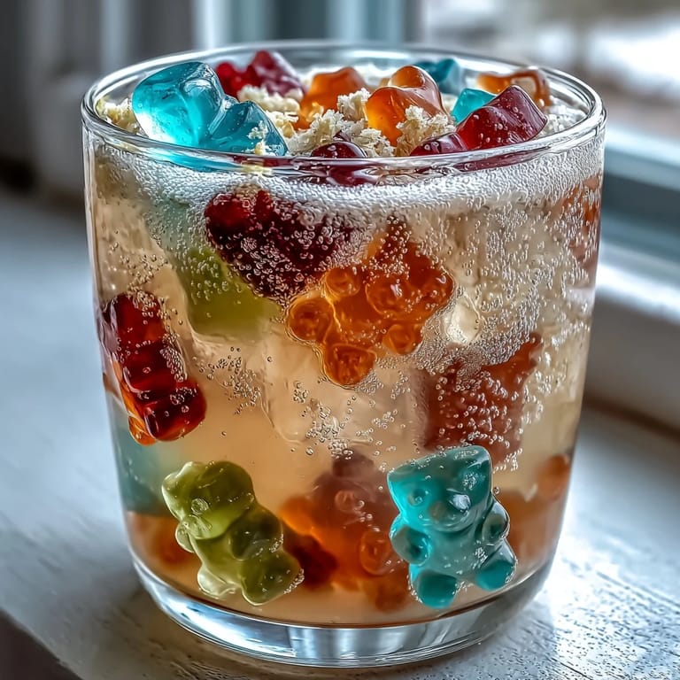 Close-up of refreshing Gummy Bear Lemonade Jelly Cups, a delightful and easy make-ahead dessert.