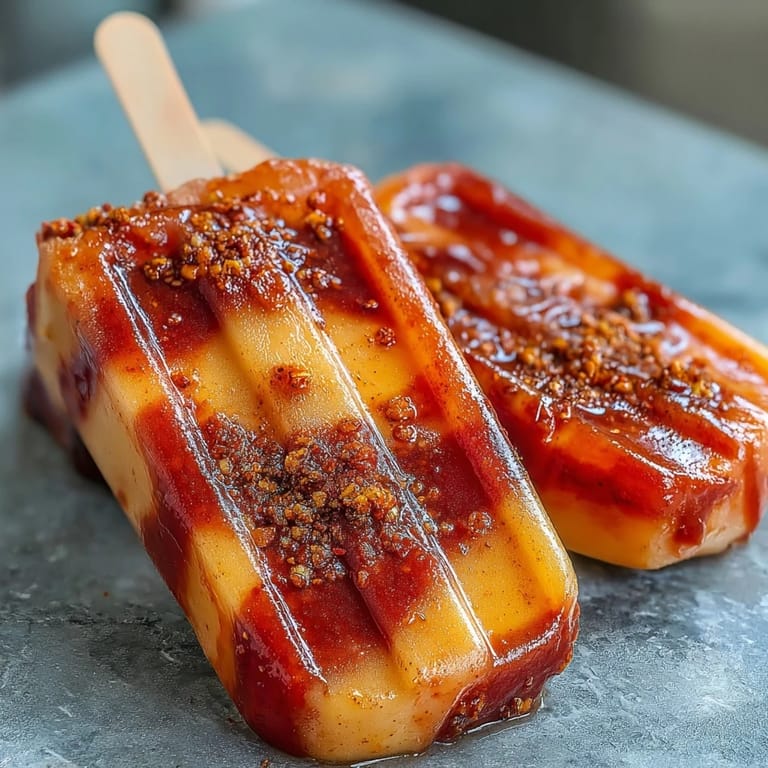 Sweet and spicy Fricy Mango Chamoy Popsicles with Tajin, a refreshing summer treat.