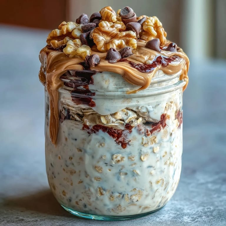 Decadent Protein Cookie Dough Overnight Oats, ready for a healthy breakfast treat.