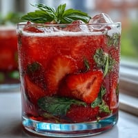 A vibrant pitcher of strawberry basil lemonade mocktail with fresh berries and herbs, perfect for summer refreshment.