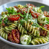 Summer Pasta Pesto Tomatoes Mozzarella