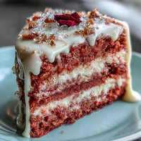 Elegant Bridal Shower Rosé Velvet Cake with shimmering gold drip.